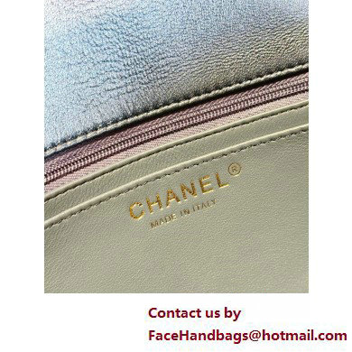 Chanel Washed Denim  &  Gold-Tone Metal Small Classic Flap Handbag Blue 2025